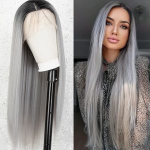 - 💫 22” SILVER GREY OMBRÉ STRAIGHT LACE FRONT WIG💫 *NWT